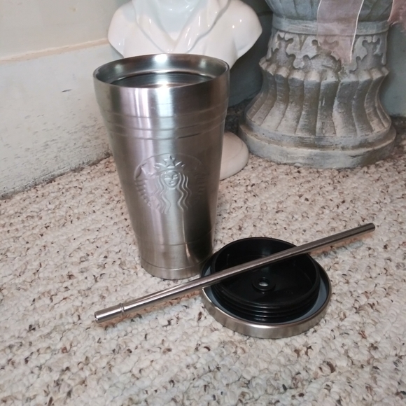 Starbucks Rare 2012 Stainless Steel 16 Ounce Insulated Siren Cold Cup With Straw - Picture 14 of 15